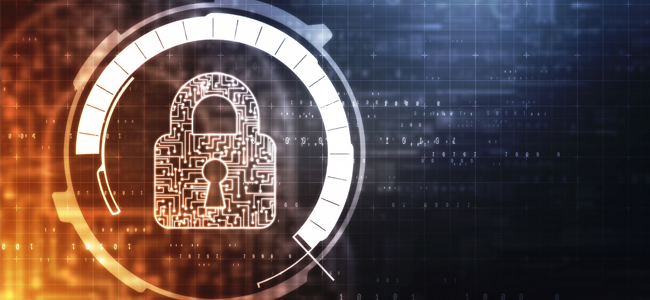 2d illustration safety concept: closed padlock on digital backgr